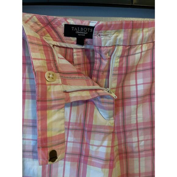 Talbots Womens Pink white and yellow plaid bermuda, Sz 14P - Picture 2 of 11